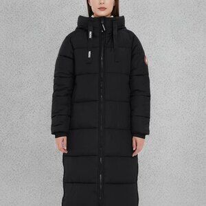 Womens Long Black Puffer Coat - Vegan Down Filling - Sz Large - Brand New in Box